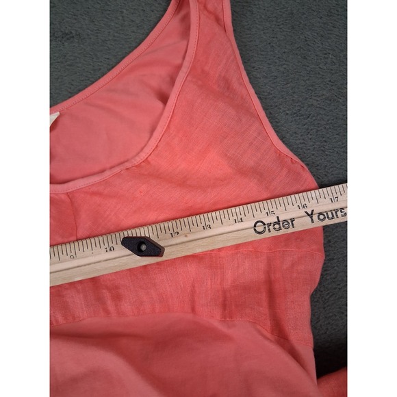 Sundance Dress Medium Coral Color Handkerchief Hem Linen Resort Sleeveless - Picture 5 of 10
